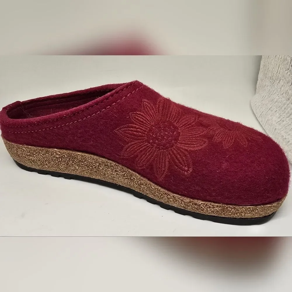 VGUC Haflinger 100% Wool Women's Burgundy Clogs 8 - 8 1/2"  39 Hard To Find - Picture 5 of 10